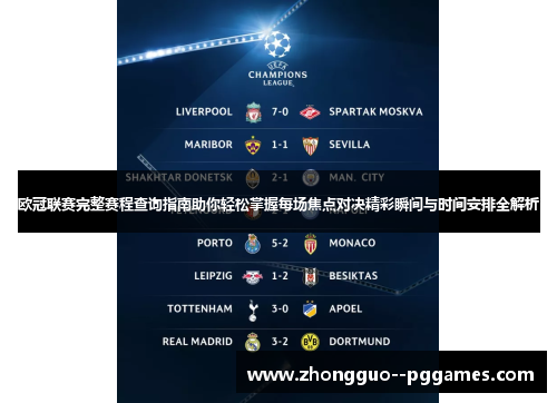 欧冠联赛完整赛程查询指南助你轻松掌握每场焦点对决精彩瞬间与时间安排全解析